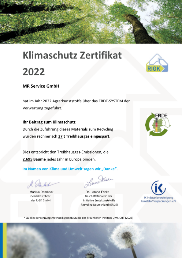 Klimaschutz Zertifikat 2022